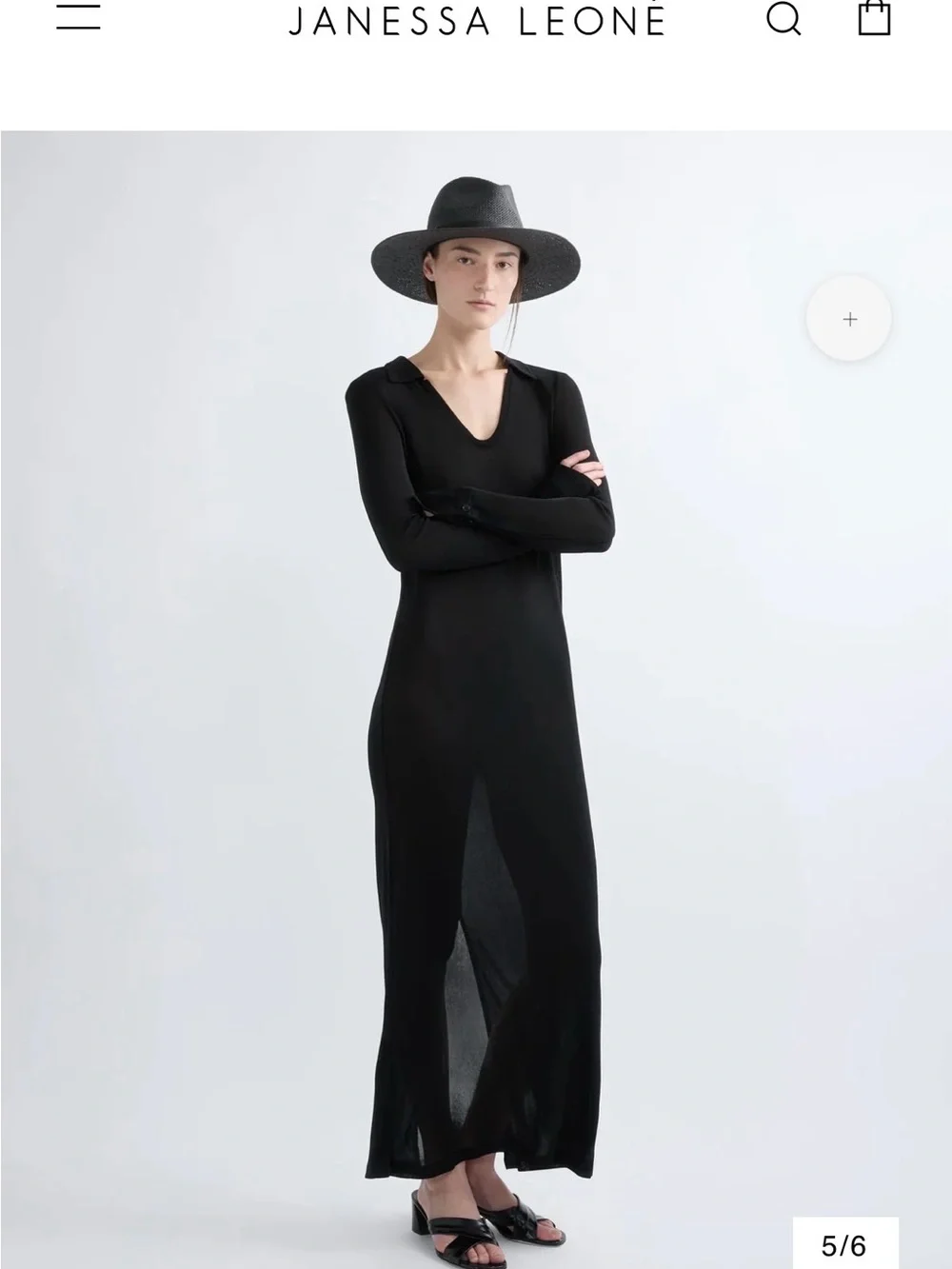 Janessa Leone Simone Black Straw Wide-Brim Fedora NWOT